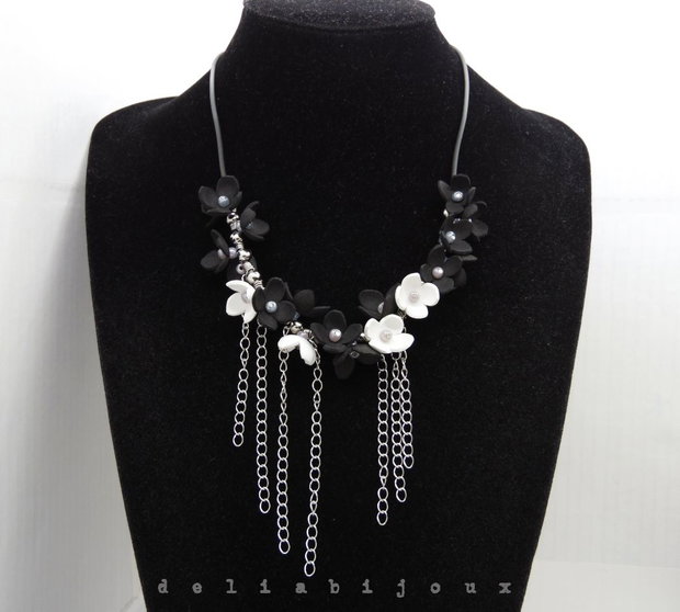 Colier handmade statement unicat -floral - foamiran (cod1203)