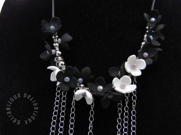 Colier handmade statement unicat -floral - foamiran (cod1203)