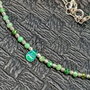 Colier argint smarald opal de foc etiopian verde brioleta minimalist boho chic trendy - Transport gratuit