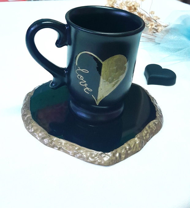 I love black - set alcătuit din ceașcă și coaster