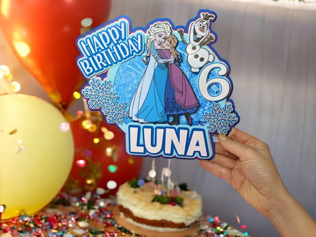 Topper de tort personalizat cu personajul Frozen Decor tematic pentru aniversare