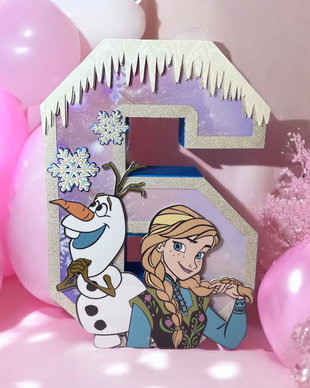 Număr Decorativ Personalizat cu Tematica Frozen și Anul Nașterii  Decor Handmade Personalizat pentru Petrecere sau Eveniment Frozen