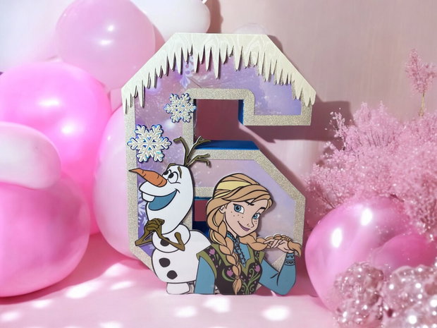 Număr Decorativ Personalizat cu Tematica Frozen și Anul Nașterii Decor Handmade Personalizat pentru Petrecere sau Eveniment Frozen