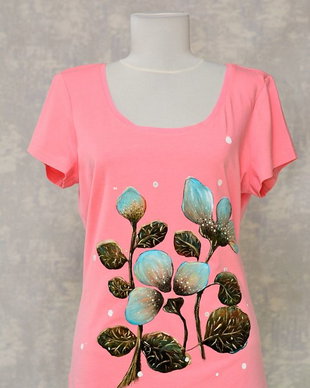 Tricou roz, pictat manual, unicat, Joy Collection