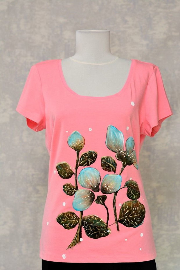 Tricou roz, pictat manual, unicat, Joy Collection