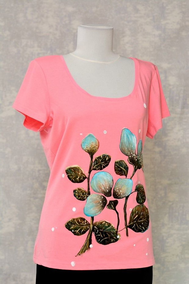 Tricou roz, pictat manual, unicat, Joy Collection