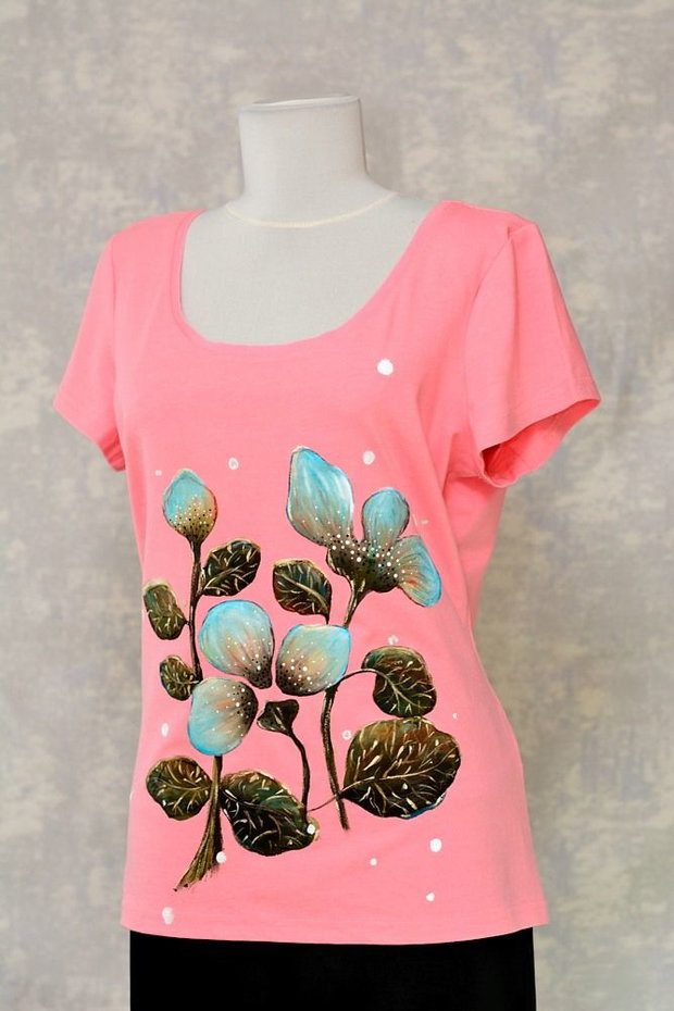 Tricou roz, pictat manual, unicat, Joy Collection