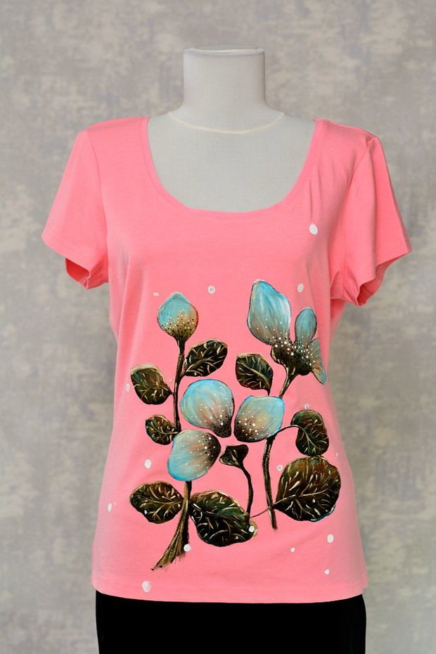 Tricou roz, pictat manual, unicat, Joy Collection