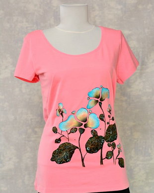 Tricou roz pictat manual, Joy Collection
