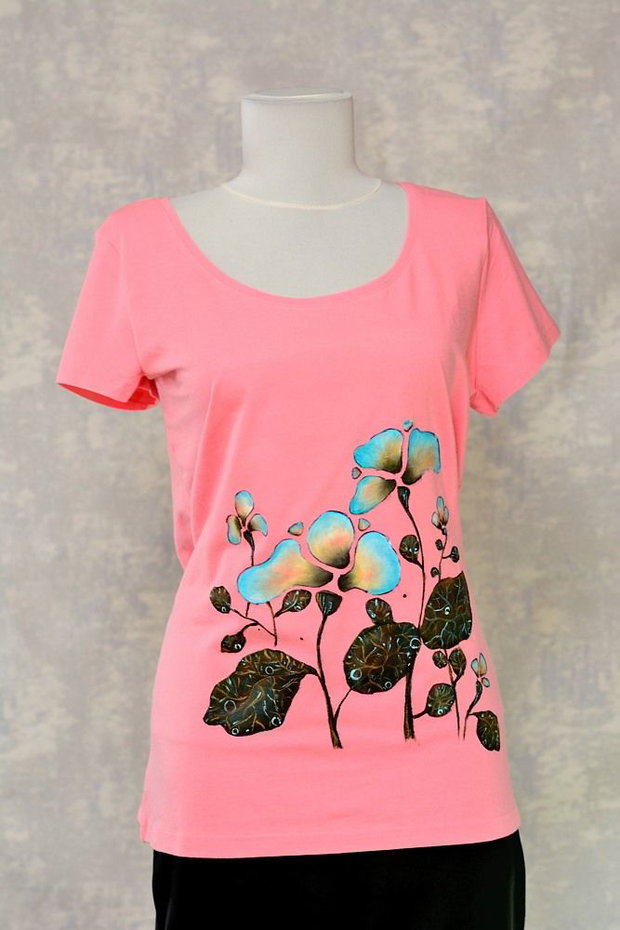 Tricou roz pictat manual, Joy Collection
