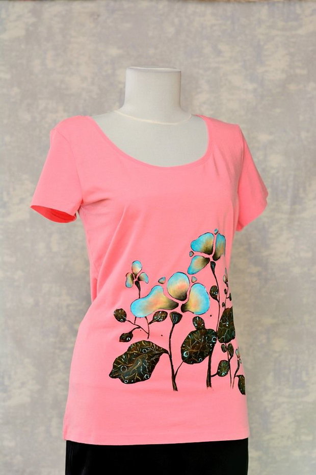 Tricou roz pictat manual, Joy Collection