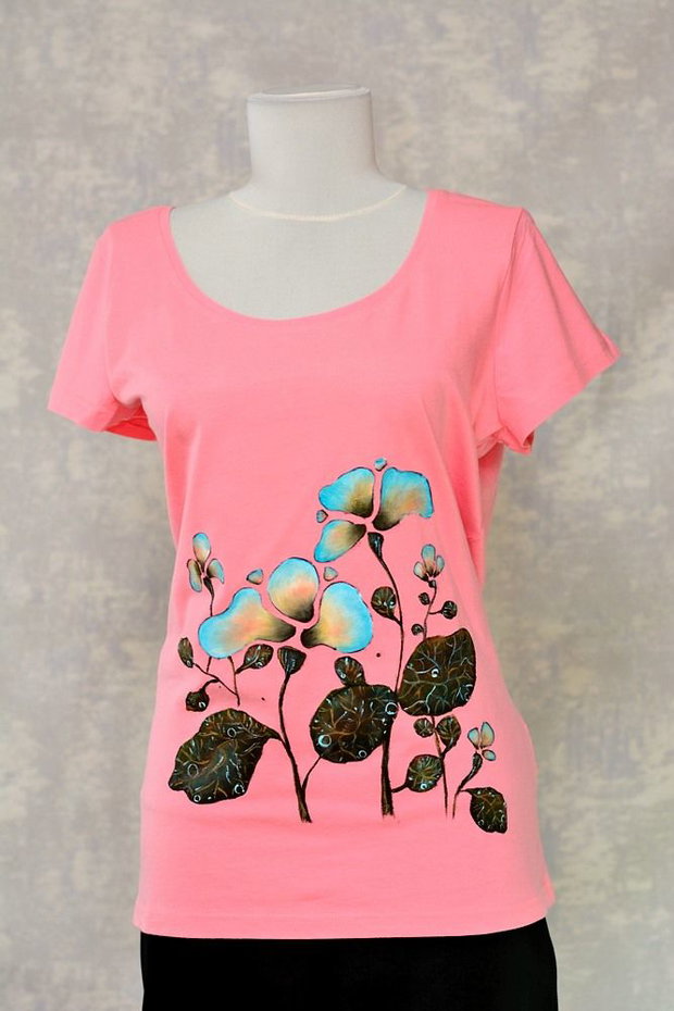 Tricou roz pictat manual, Joy Collection