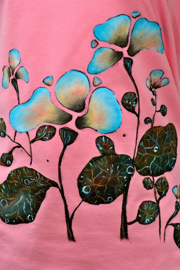 Tricou roz pictat manual, Joy Collection
