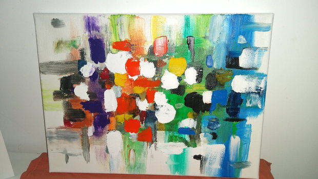 Tablou abstract pictat manual ulei pe panza de bumbac