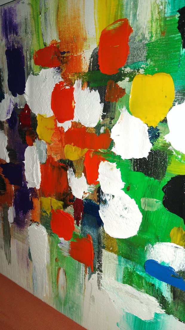 Tablou abstract pictat manual ulei pe panza de bumbac