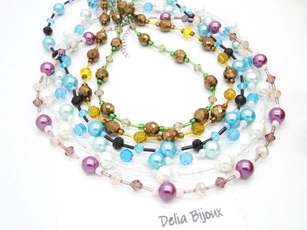 Colier handmade -margele nisip, margele sticla (cod1204)