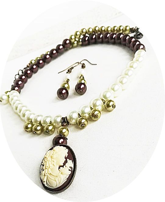 colier perle si camee ivory oliv aramiu
