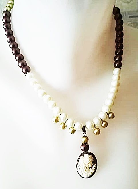 colier perle si camee ivory oliv aramiu