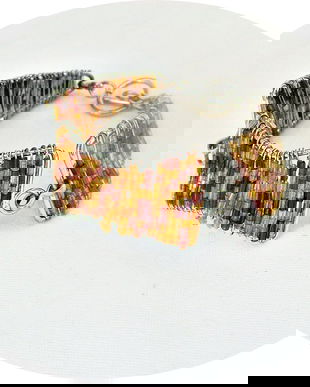 bratara catusa cu tesatura de margelute maro