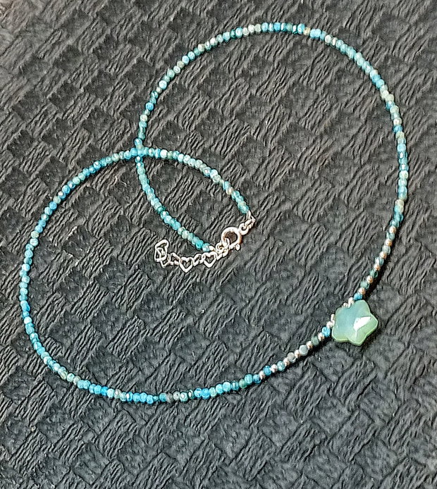 Colier argint apatit calcedonie aqua stea minimalist boho chic trendy cadou - Transport gratuit