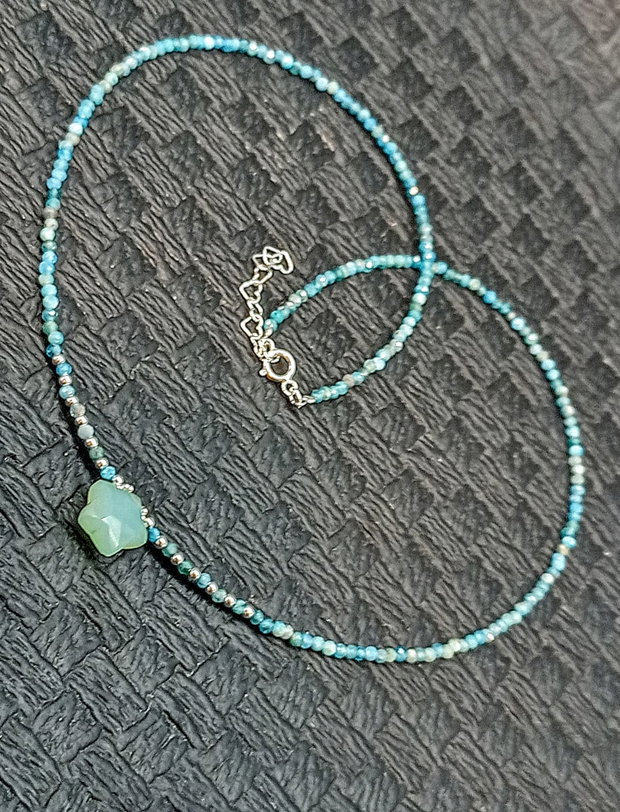 Colier argint apatit calcedonie aqua stea minimalist boho chic trendy cadou - Transport gratuit