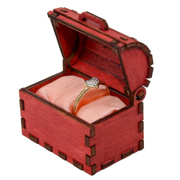 Cutie cufaras rosu, Piksel, cutie pentru inel logodna - verighete nunta personalizat