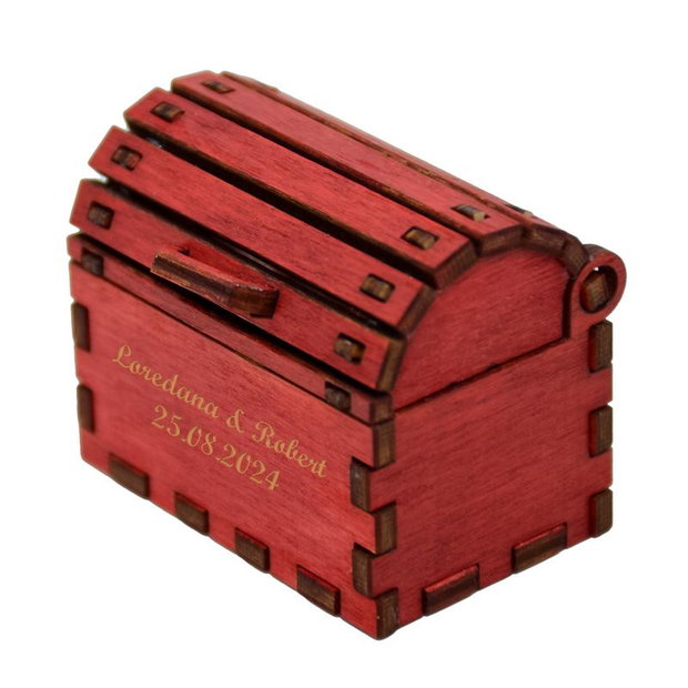 Cutie cufaras rosu, Piksel, cutie pentru inel logodna - verighete nunta personalizat