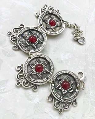 Bratara Boho zamac argintat & carneol