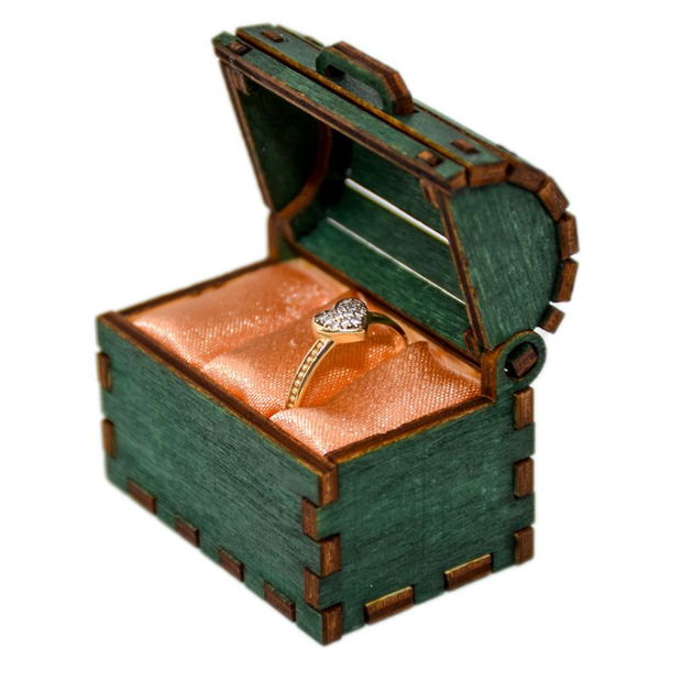Cutie cufaras verde, Piksel, cutie pentru inel logodna - verighete nunta personalizat