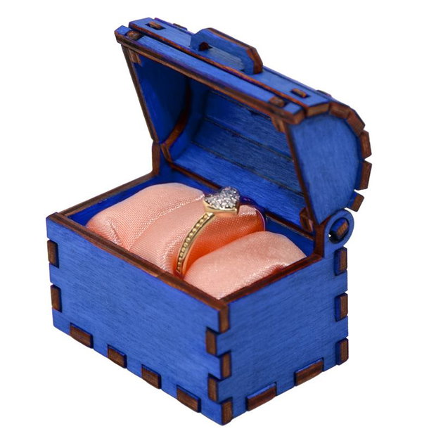 Cutie cufaras albastru, Piksel, cutie pentru inel logodna - verighete nunta personalizat