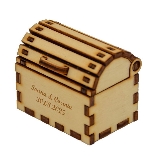 Cutie cufaras natur, Piksel, cutie pentru inel logodna - verighete nunta personalizat