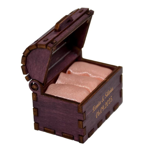 Cutie cufaras mov, Piksel, cutie pentru inel logodna - verighete nunta personalizat