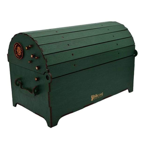 Cufar din lemn, Piksel, Verde, pentru Trusou Botez, 35x18x23 cm, lucrat manual