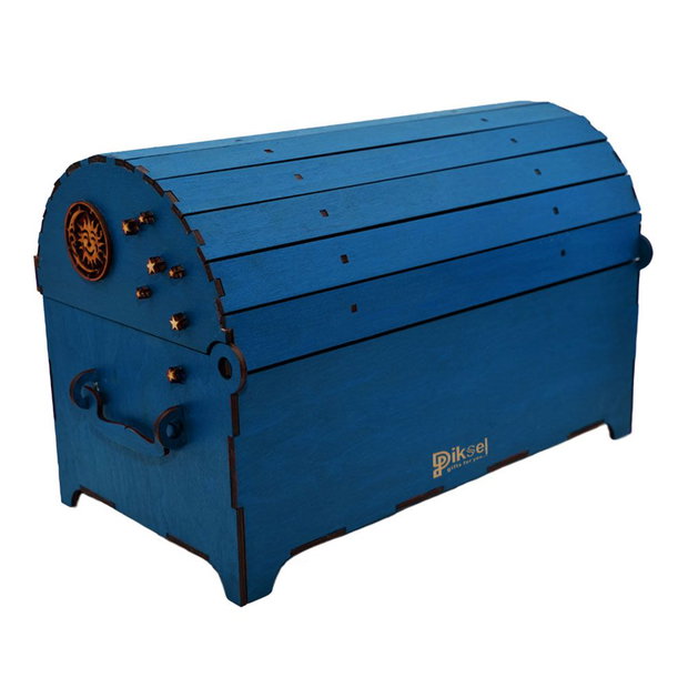 Cufar din lemn, Piksel, Albastru, pentru Trusou Botez, 35x18x23 cm, lucrat manual 399 LEI