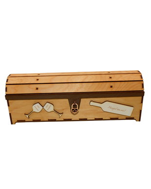 Cutie din lemn personalizata, pentru sticla de vin, cufar Handmade Piksel, natur