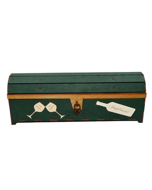 Cutie din lemn personalizata, pentru sticla de vin, cufar Handmade Piksel, verde