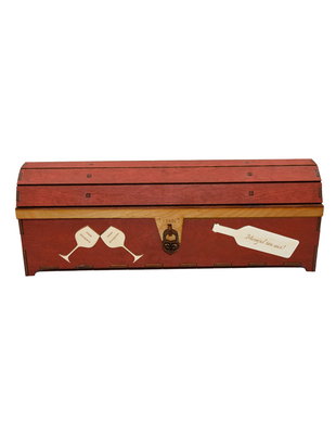 Cutie din lemn personalizata, pentru sticla de vin, cufar Handmade Piksel, rosu