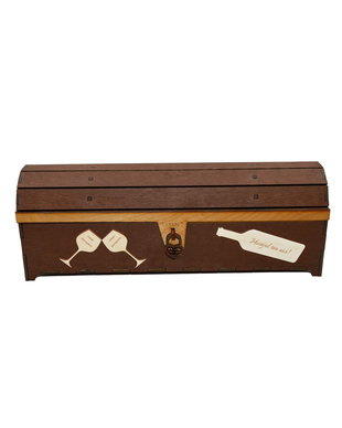 Cutie din lemn personalizata, pentru sticla de vin, cufar Handmade Piksel, maro