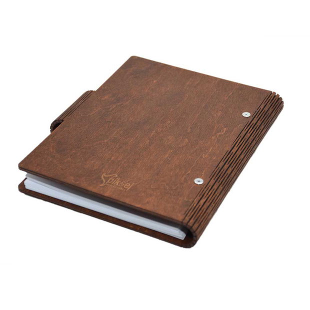 Agenda A5 din lemn personalizata, Maro, Piksel, Absolvire, Profesori, Invatatori, 100 pagini si pix din lemn inclus