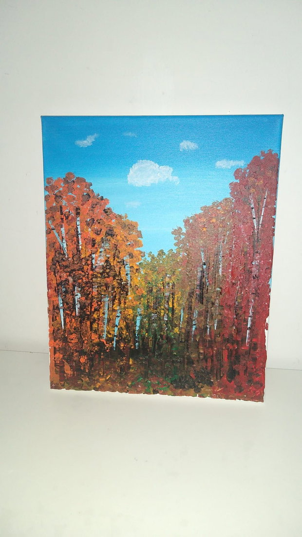 Tablou pictat manual "Autumn's Embrace", acrilic