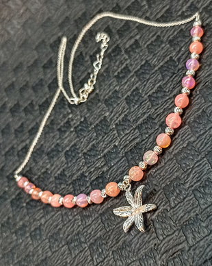 Colier argint opal de foc etiopian charm floare crin lant argint minimalist boho chic trendy cadou - Transport gratuit