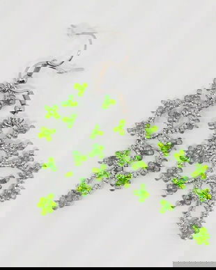 Cercei argintiu cu verde din dantela frivolite, cercei lucrati cu suveicuta, bijuterii dantela tatting