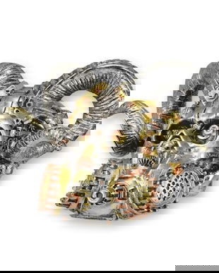 Craniu berbec-statueta steampunk din rasini