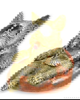 Buldog la soare-statueta din rasini