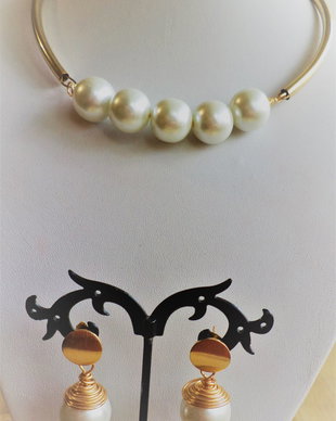 Set colier si cercei handmade/colier si cercei cu perle