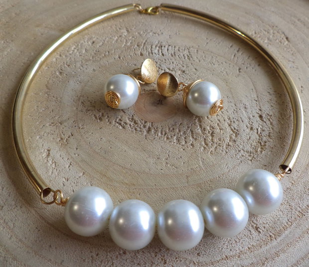 Set colier si cercei handmade/colier si cercei cu perle