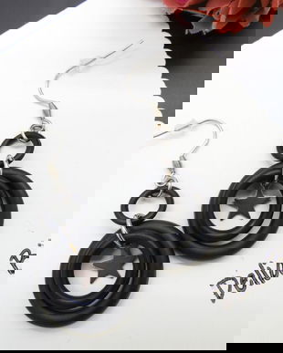 Cercei handmade statement - Stil Industrial - cauciuc (cod1176)