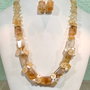 SET~PRECIOUS HONEY CITRINE~citrin,perle de cultură,inox aurit