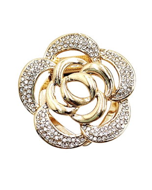 Inel de esarfa/ brosa, design floare cu strasuri, 4429