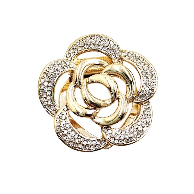 Inel de esarfa/ brosa, design floare cu strasuri, 4429